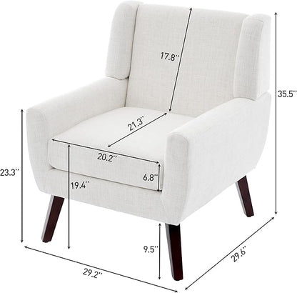 UIXE Accent Chair, Fabric Upholstered Armchair for Living Room, Comfy Arm Chair Single Sofa Bedroom Side Reading Seat - Flax Beige