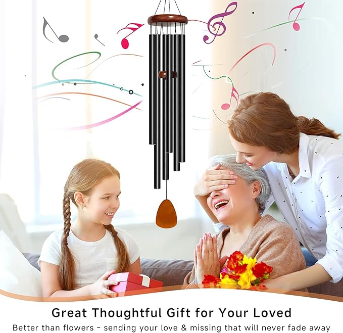 Wind Chimes for Outside Deep Tone, 50 inch Large Wind Chimes, 6 Heavy Duty Tubes Aluminium Metal Extra Large Wind Chime, Decoration for Garden, Patio, Yard, Gift for Mother's Day(Waterdrop)