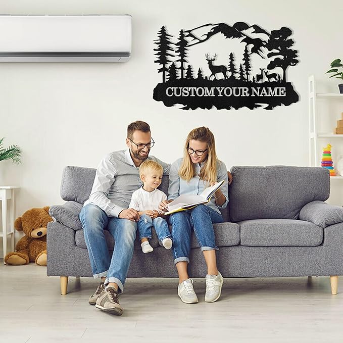 Custom Deer Metal Cabin Sign, Rustic Deer Wall Decor, Last Name Signs for Home, Custom Signs Outdoor Metal, Metal Wall Art, Hunting Decor, Hunter Gifts, Mountain Cabin Decor, Porch Sign