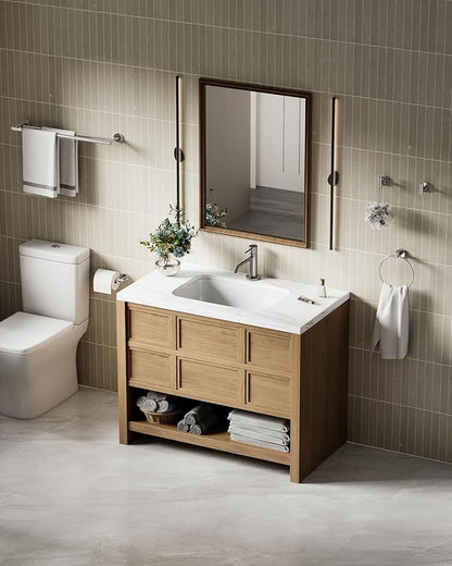 Brushed Nickel Bathroom Accessories Set, SUS304 Stainless Steel 5 Pieces Bathroom Hardware Set, 24" Double Bath Towel Bar Set, 2 Towel Hooks, Toilet Paper Holder, Towel Racks for Bathroom Wall Mounted