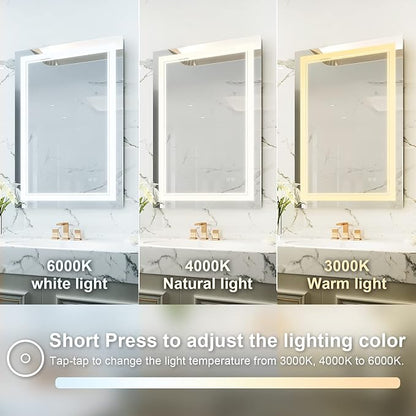 WELLFOR LED Bathroom Vanity Mirror 24 x 36 Inch, Lighted Anti-Fog Dimmable Mirror, IP44 Waterproof Wall Mounted Makeup Mirror, Packed with US Standard Plug and Touch Switch, (Horizontal/Vertical)