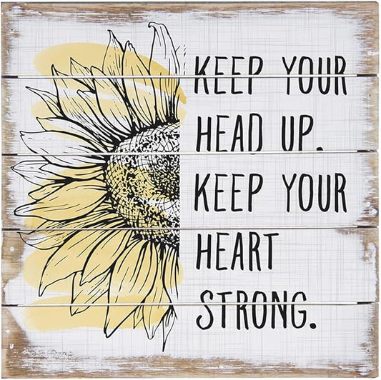 Simply Said, INC Perfect Pallets Petites - Keep Your Head Up. Keep Your Heart Strong - 8 x 8 in Distressed Rustic Wood Sign PET20188
