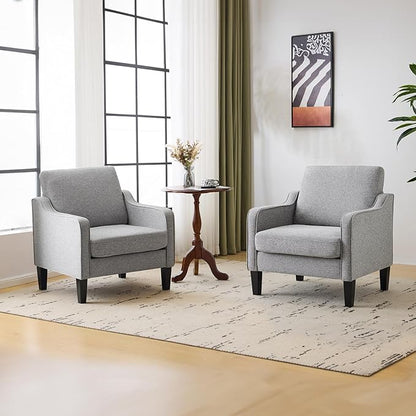 VINGLI Accent Chairs for Living Room Mid Century Modern Chair Sofa Chair Upholstered Arm Chair with Scooped Arms for Bedroom, Apartment, Office, Studio, Waiting Room, Play Room