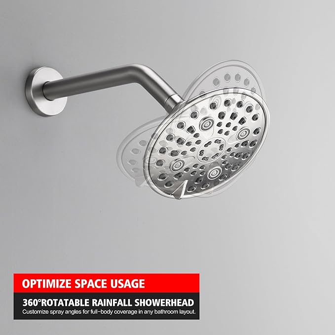 sumerain Brushed Nickel Tub and Shower Faucet Set with Tub Spout, 6-Spray Shower Head, Shower Valve Included