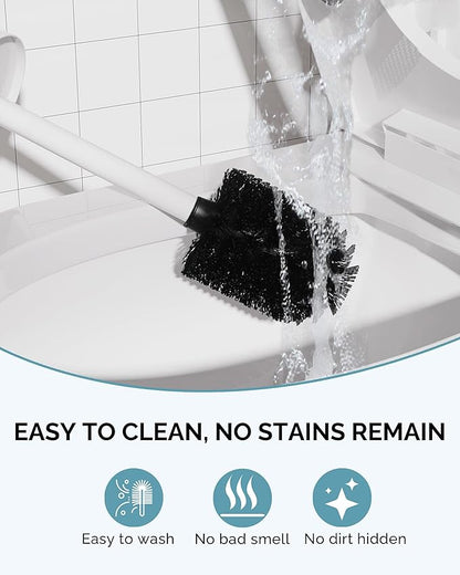 Toilet Brush and Holder Set, 2 Pack Stainless Steel Toilet Bowl Brush with Lid, Rust Proof Toilet Cleaner Brush with Caddy, Durable Bristles, Splash Proof, Ideal for Bathroom（White）