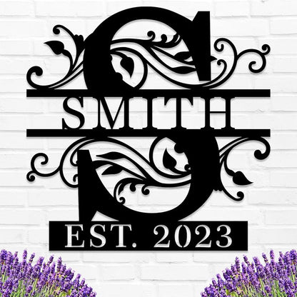 Custom Metal Name Sign | Personalized Metal Signs | Split Letter Monogram Wall Decor | Last Name Sign | Family Name Sign | Anniversary Wedding Gift | Outdoor Metal Art | Housewarming Gift