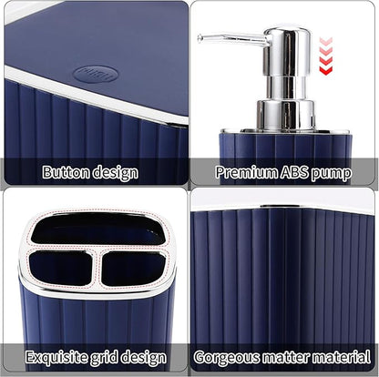 30PC Bathroom Accessories Set - Gorgeous Navy Blue Bathroom Set, Bathroom Accessory Set, Navy Blue Shower Curtain Set with Shower Caddy