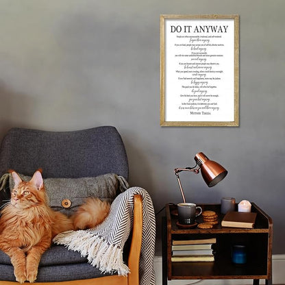 Do It Anyway Mother Teresa Wall Art Decor 16x11 Inch Wooden Framed Wall Hanging Sign (Wood)