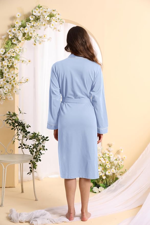 Womens Kimono Robe Lightweight Soft Bathrobe Sleepwear Loungewear with Pockets