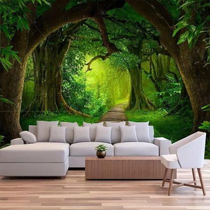 FENDROM Nature Forest Tree Cave Tapestry Wall Hanging Landscape Stream Through Green Rainforest Tapestries Jungle Creek Psychedelic Wall Blanket for Living Room