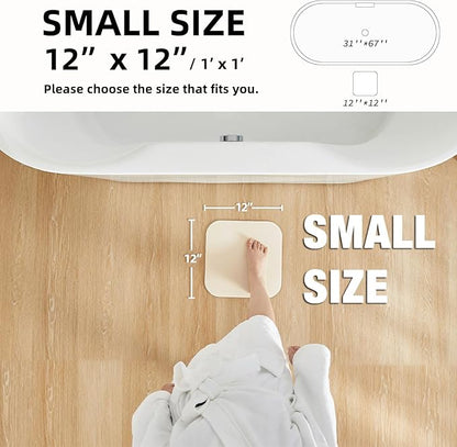 Small Bathroom Mat Quick Dry, Bathroom Rugs Non Slip Washable Thin Absorbent Bath Mat Fits Under Door Bathroom Floor Mat Perfect for Bath, Shower, or Sink 12"x12"/1'x1‘ Beige