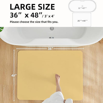 Bathroom Mat Quick Dry, Bathroom Rugs Non Slip Washable Thin Absorbent Bath Mat Fits Under Door Bathroom Floor Mat Perfect for Bath, Shower, or Sink 36"x48" Light Yellow