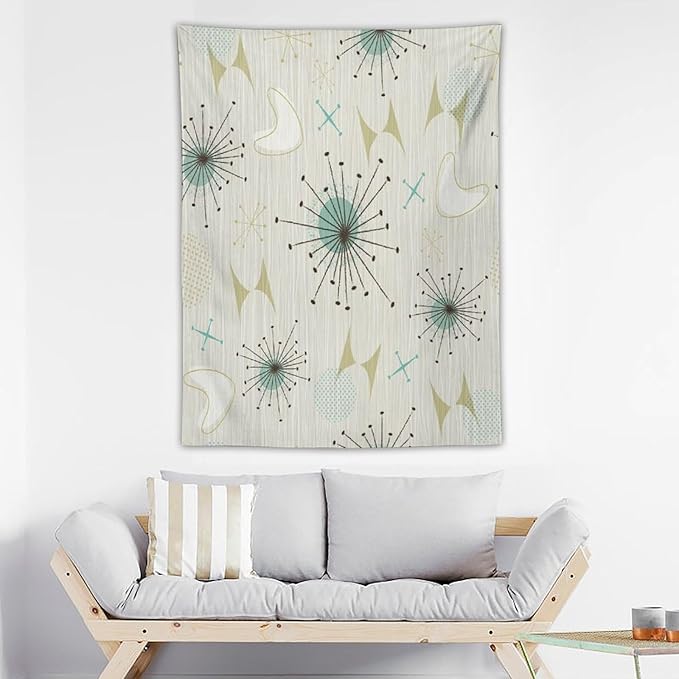 ICMOLYYENLO Boho Medieval Cat Tapestry, Abstract Atomic Starburst Geometric Aesthetic Art Wall Hanging For Bedroom Living Room Dormitory 60x60 Inches