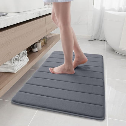 Buganda Memory Foam Bath Mat, 35.4" x 24", Ultra Soft and Non-Slip Bathroom Rugs, Water Absorbent and Machine Washable Bath Rug Runner for Bathroom, Shower, and Tub, Dark Grey