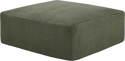 40" Square Stuffed Ottoman Pouf for Sofa Couch, Corduroy Poufs with Foam Chunk Filling, Furry & Fluffy Foot Stool Movable Ottoman. 40 * 40 Floor Poufs Foot Rest for Living Room, Green