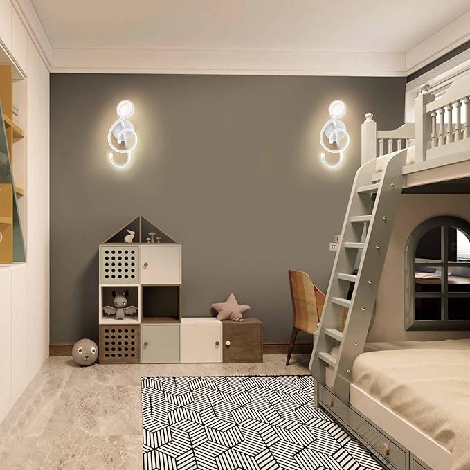 XEYOU 22W Modern Wall Sconce Lighting Indoor LED Creative Wall Light Fixture Music Symbol Art Decoration Wall Lamp for Living Room Bedroom Stair Corridor, White 4500K