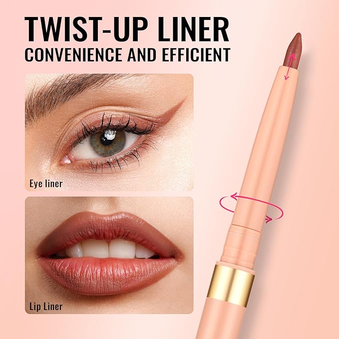 Oulac Waterproof Eyeliner Pencil Set - Smooth and Creamy, Retractable Eye Makeup for Precision Application, Vegan & Cruelty-Free, LL02 Tempting Taupe+LL03 Naked Liner+06 Body Talk