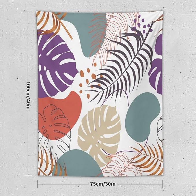 ICMOLYYENLO Tropical Green Leaves Tapestry, Exotic Leaves Beautiful Bedroom Wall Hanging, Floral Poster Blanket for Bedroom Living Room Dormitory Apartment 60x80 Inch