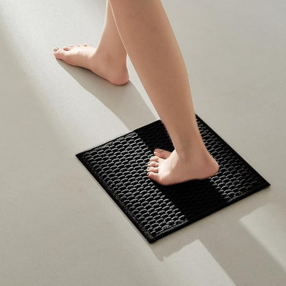 Black Small Bathroom Rugs, Non Slip Washable Bath Rugs Super Absorbent Bathroom Rug Thin Quick Dry Low Pile Bath Mats, Black 12''x12''