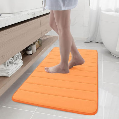 Buganda Memory Foam Bath Mat, 44" x 24", Ultra Soft and Non-Slip Bathroom Rugs, Water Absorbent and Machine Washable Bath Rug Runner for Bathroom, Shower, and Tub, Orange