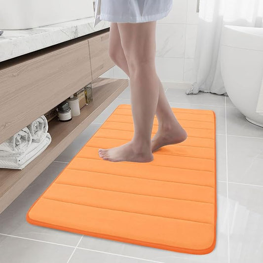 Buganda Memory Foam Bath Mat, 44" x 24", Ultra Soft and Non-Slip Bathroom Rugs, Water Absorbent and Machine Washable Bath Rug Runner for Bathroom, Shower, and Tub, Orange