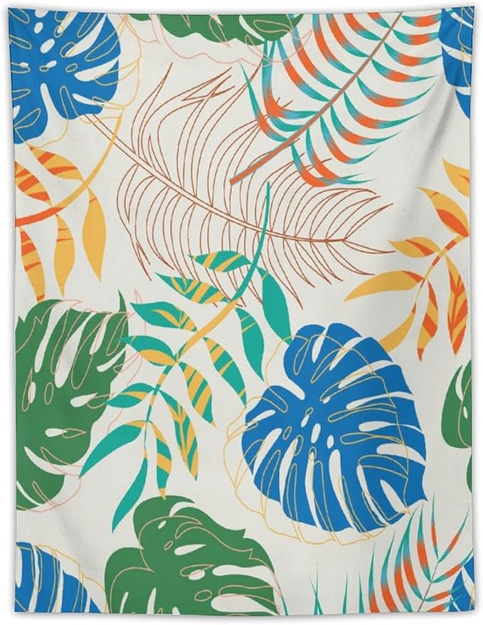 ICMOLYYENLO Tropical Green Plant Tapestry, Green Palm Leaves Natural Landscape Print Wall Tapestry for Bedroom Living Room Dormitory 60x80 Inch