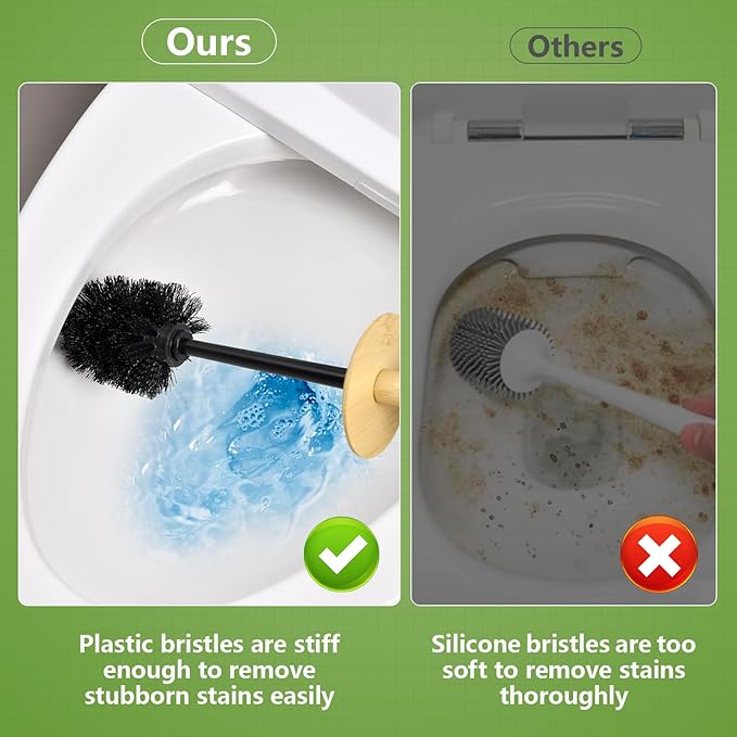 SUBEKYU Toilet Brush, Toilet Bowl Brush and Holder Set, Bathroom Toilet Bowl Cleaner for Deep Cleaning, Black