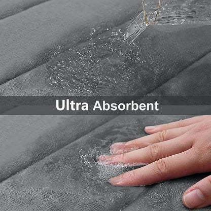 Buganda Memory Foam Bath Mat, 44" x 32", Ultra Soft and Non-Slip Bathroom Rugs, Water Absorbent and Machine Washable Bath Rug for Bathroom, Shower, and Tub, Grey