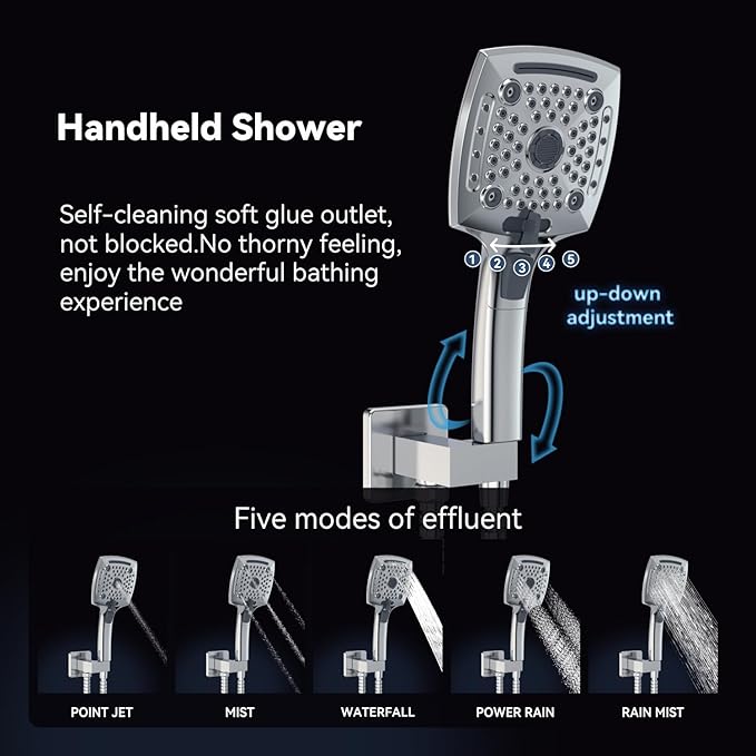 ELLO&ALLO Bathroom Shower Faucet Set Mixing Valve and Trim Kit, Complete Shower System with Rough-in Valve, Chrome