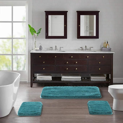 Suchtale Large Extra Soft and Absorbent Shaggy Bath Mat - Machine Washable Microfiber Non Slip Bath Mat - Rubber Back (24 x 40 Teal)