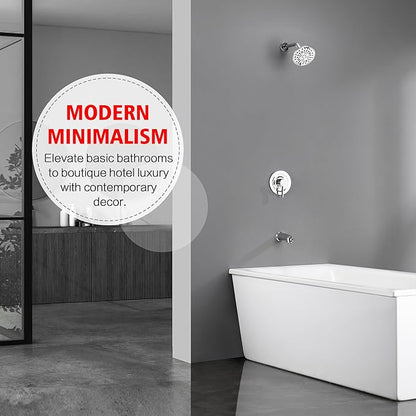 sumerain Tub and Shower Faucet Set with 6-Setting Shower Head, Modern Wall Mounted Tub Shower Systems with Valve and Trim Kit,Chrome