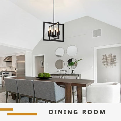 ANKYLHUA Small Black Chandelier,6-Lights Ceiling Light Fixture E12,Adjustable Hight Pendant Lights Kitchen Island,Chandeliers for Dining Room Bedroom,Entryway,Foyer