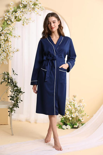 Womens Kimono Robe Lightweight Soft Bathrobe Sleepwear Loungewear with Pockets