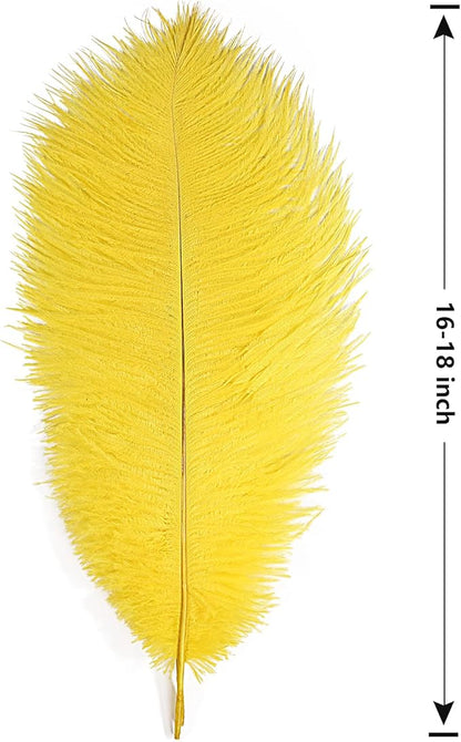 THARAHT Yellow Ostrich Feathers 12pcs Large Natural Bulk 16-18Inch 40cm-45cm for Wedding Party Centerpieces Easter Gatsbi and Home Decoration Feathers