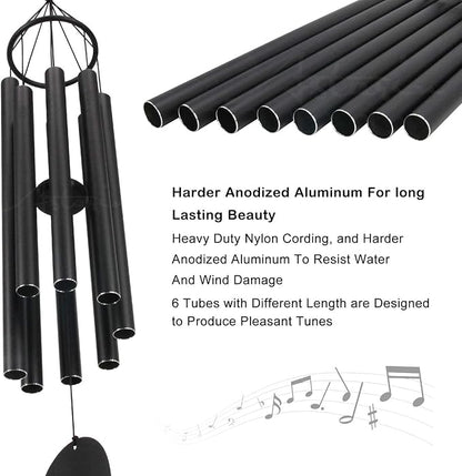 ASTARIN Large Wind Chimes for Outside(38 inch), Sympathy Wind Chimes Outdoor Clearance with 8 Aluminum Tuned Black Tubes, Memorial Wind Chimes Gift Decoration for Home, Garden,Patio,Backyard.