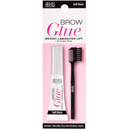 Ardell Brow Glue Soft Black with Styling Brush ?€? Instant Lamination Brow Gel for Fluffy, Defined Brows, All-Day Extreme Hold Eyebrow Gel Waterproof, 0.35 oz
