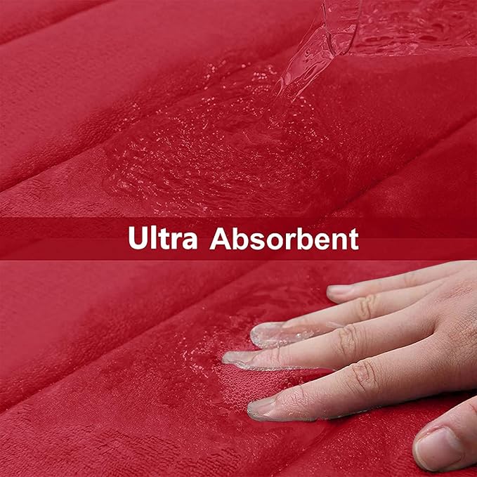 Buganda Memory Foam Bath Mat, 47" x 24", Ultra Soft and Non-Slip Bathroom Rugs, Water Absorbent and Machine Washable Bath Rug Runner for Bathroom, Shower, and Tub, Red