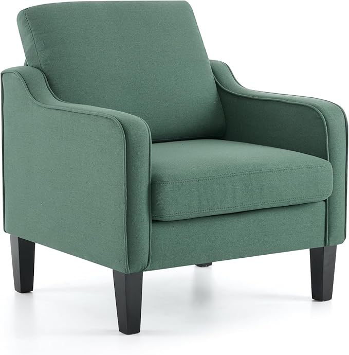 VINGLI Accent Chair for Living Room Chairs Dark Green Reading Chair for Bedroom Scooped Arm Chair Mid Century Modern Accent Chairs Upholstered Comfy Chair for Apartment, Waiting Room