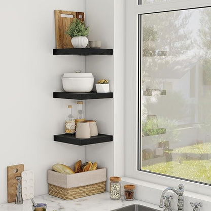 12 Inch Floating Shelves, 12" Deep Floating Shelf Wall Mounted, 12" Wall Shelves, Rustic Deep Bookshelf, Extra Deeper Display Shelves & Storage Shelves for Bedroom, Living Room, Set of 3