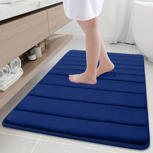 Buganda Memory Foam Bath Mat, 40" x 32", Ultra Soft and Non-Slip Bathroom Rugs, Water Absorbent and Machine Washable Bath Rug Runner for Bathroom, Shower, and Tub, Navy Blue