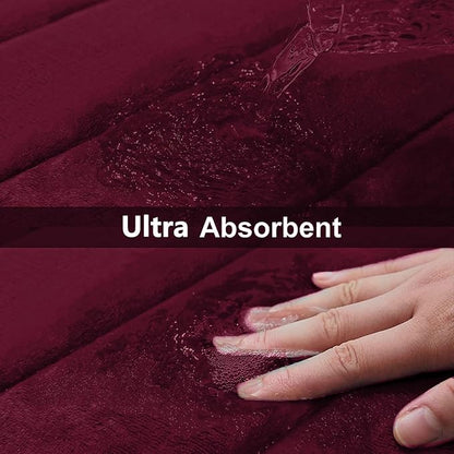 Buganda Memory Foam Bath Mat, 59" x 17", Ultra Soft and Non-Slip Bathroom Rugs, Water Absorbent and Machine Washable Bath Rug Runner for Bathroom, Shower, and Tub, Burgundy