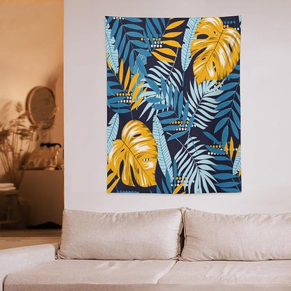 ICMOLYYENLO Palm Leaf Tapestry Wall Hanging, Tropical Leaves Plant Jungle Green Hawaiian Art Home Decor for Guest Bedroom Living Room Dormitory 60x80 Inch