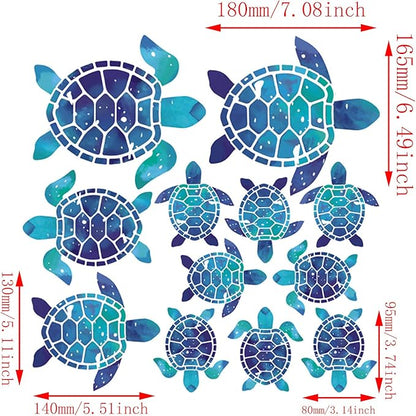 12pcs Sea Turtle Vinyl Stickers Underwater Ocean Decals Waterproof Wall Sticker Home and Bedroom Decoration, DIY Accessories, Blue