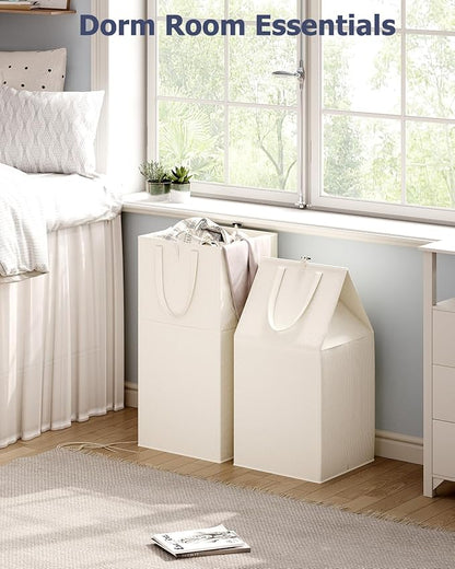 SOLEDI Freestanding Strong Transformable Laundry Hamper, Dual-Function Design, Large Collapsible Laundry Basket with Extended Handles, Easy to Carry, Clothes hamper for laundry（75L,Beige）