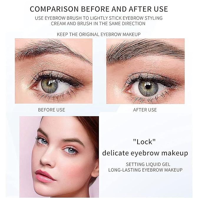 DAGEDA Clear Eyebrow Setting Gel, Brow Fix Gel, Waterproof And Sweat-Proof Eyebrow Repair Liquid Brows Styling Beauty Salon Home Use Makeup, 1.81oz (Clear and Light Brown)