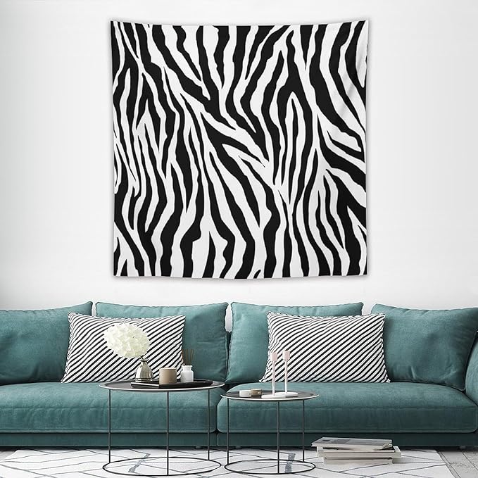 HZOHNAGO Zebra Print Tapestry Nature Wild Animals Black and White Stripe Printed Wall Tapestry Painting Wall Hanging for Bedroom Living Room Dorm 60" W x 60" H