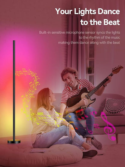 Smart RGBICW LED Corner Floor Lamp 2 Pack - 16 Million DIY Colors, 68+ Scenes, Music Sync, App & Remote Control, Color-Changing Ambient Lighting for Living Rooms, Bedrooms, and Gaming Rooms