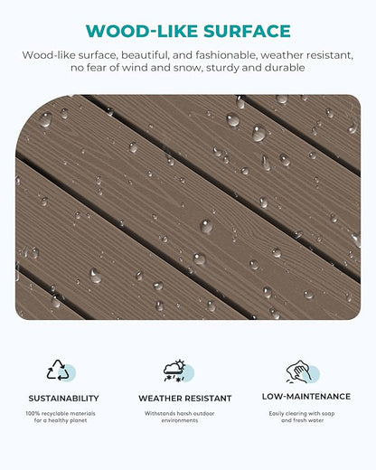 SERWALL HDPE Patio Coffee Table, Rectangle Outdoor Coffee Table, All Weather Patio Table for Deck, Pool, Balcony, Indoor or Outdoor Use, Coffee