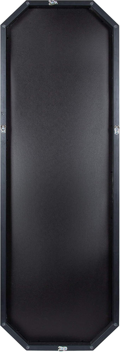 Kate and Laurel Rhodes Modern Full Length Octagon Wall Mirror, 16 x 48, Black, Decorative Glam Geometric Wall Accent