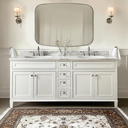 ANDY STAR Brushed Nickel Oblong Mirror, 36x48 Inch Brushed Nickel Oval Mirror for Bathroom with Stainless Steel Metal Frame, Wall Mouned for Bathroom, Living Room, Entryway